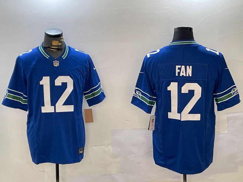 Men Seattle Seahawks #12 Fan Blue Throwback three generations 2024 Nike Limited NFL Jersey style 1->pittsburgh steelers->NFL Jersey